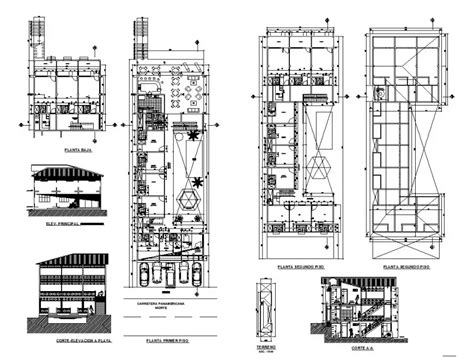 Hotel Building Structure Detail Plan Elevation And Section 2d View Layout Dwg File Window