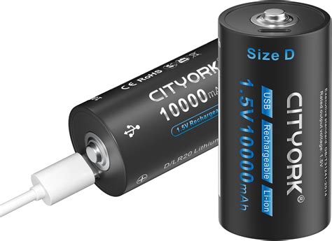 CITYORK Paquete de 2 baterías de litio recargables USB de 10000 mAh