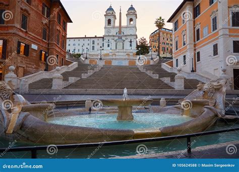 Spanish Steps in Rome with Founatin Stock Photo - Image of italian ...