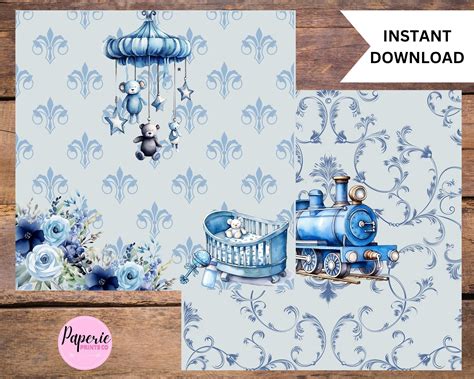 Baby Boy Scrapbook Paper Printable Baby Boy Digital Paper Baby Boy ...