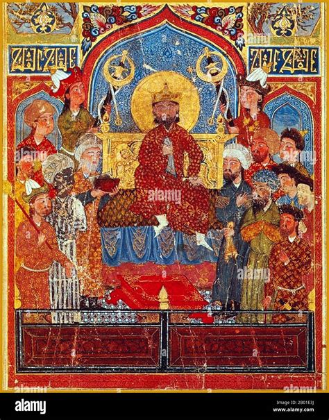 Iran Persia Iskandar Enthroned Alexander The Great Seated On His