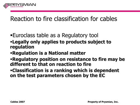 PPT CABLES 2007 Progress On The New European Reaction To Fire