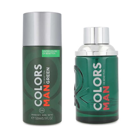 Set Benetton Colors Green 2pzs 100ml Edt Spray 150ml Desodorante Spray Pasión De Fragancias