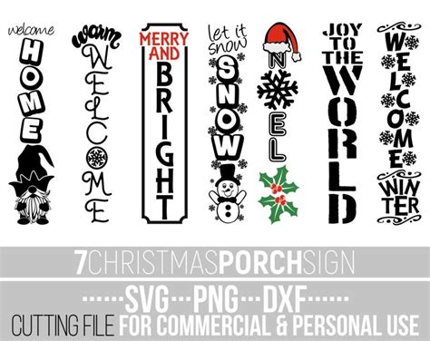 Christmas Porch Sign Svg Bundle Welcome Home Svg Merry And Etsy