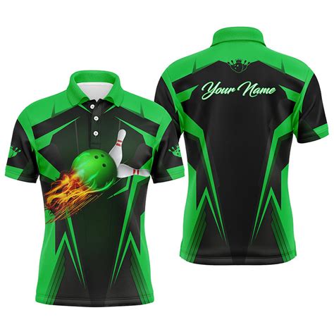 Personalized Men Bowling Polo Shirt Flame Bowling Ball And Pins Bowli Chipteeamz