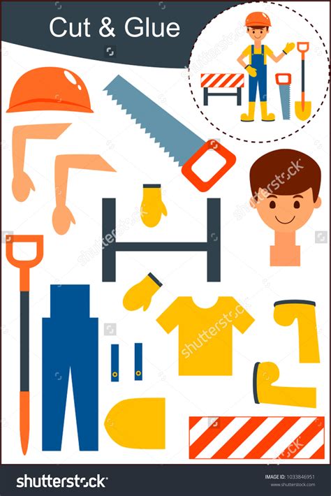 Cut Paste Worksheet Builder Tools Stock Vector (Royalty Free ...