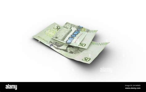 3D rendering of Double 100 Libyan dinar notes with shadows on white ...