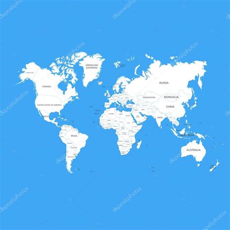 Mapa Del Mundo Con Nombres De Pa Ses Ilustraci N Vectorial Vector De