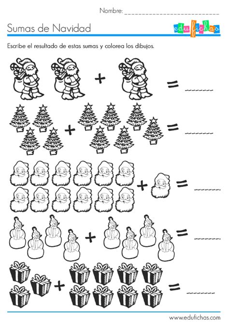 Sumas Con Dibujos De Navidad Imagenes Para Matematicas Actividades De Matematicas Fichas De