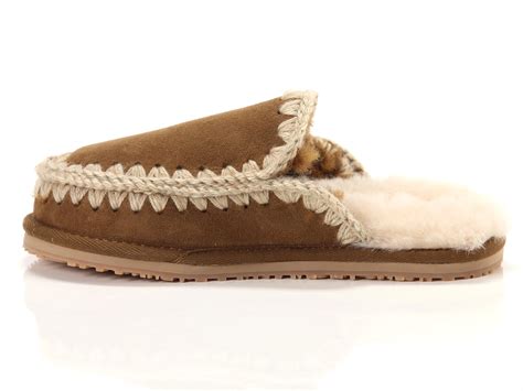 Mou Suede Slipper Full Eskimo Stitch Cognac Mujer Mu Fw A Cog