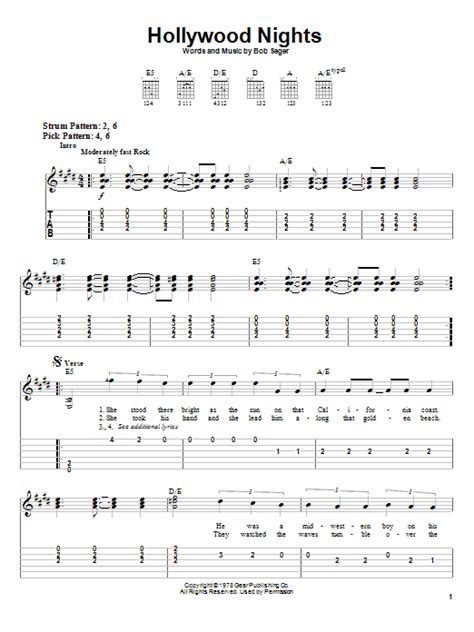 Hollywood Nights by Bob Seger - Easy Guitar Tab - Guitar Instructor