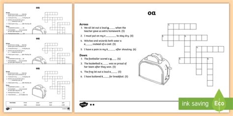 Oa Digraph Differentiated Crossword Teacher Made