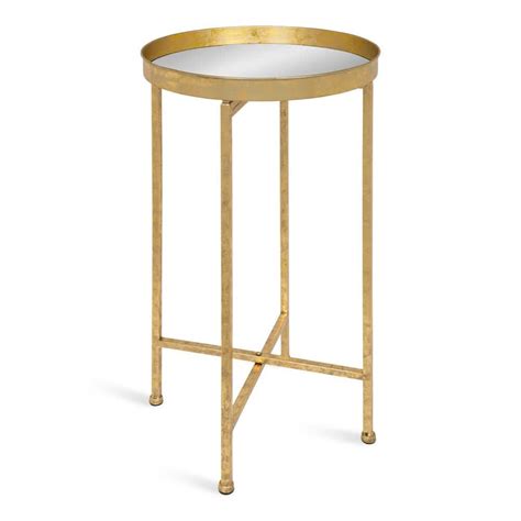 Kate And Laurel Celia 14 In Gold Round Glass End Table 213960 The Home Depot