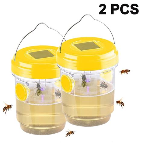 Pack Solar Wasp Traps Hanging Solar Powered Wasp Killer With Uv Led