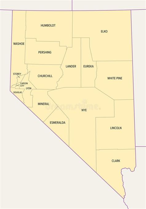 U.S. State of Nevada, Subdivided into 16 Counties and Carson City ...