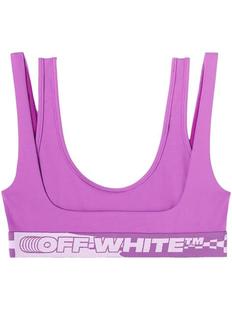 Off White Logo Trim Double Layer Bra Farfetch