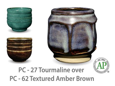 Pc Tourmaline Over Pc Textured Amber Brown Glazes For