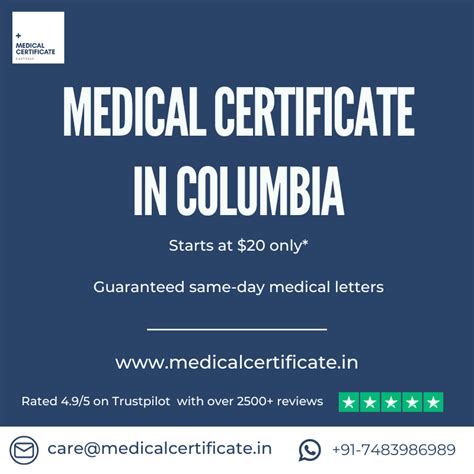 Online Medical Certificate In Columbia Authentic Secure Convenient