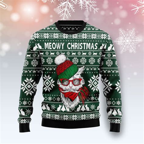 Meowy Christmas Christmas Wool Sweater Robinplacefabrics