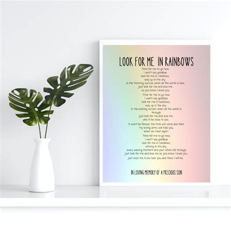 Look For Me In Rainbows Funeral Poem Loving Memory Prints Memorial Gift