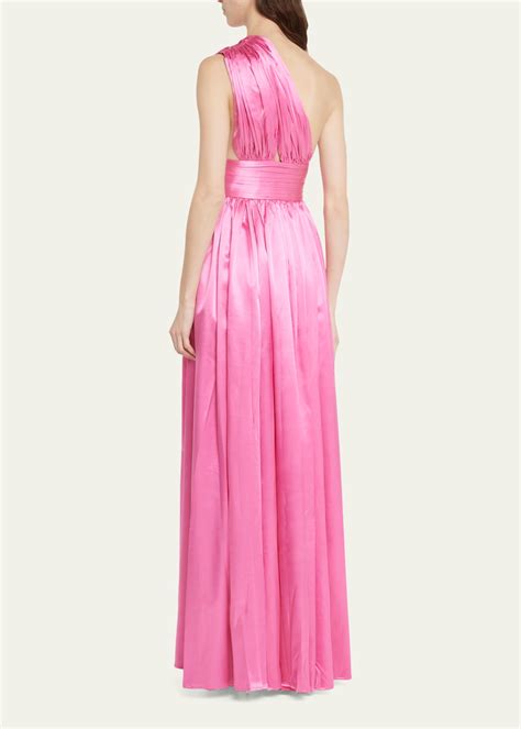 Bronx And Banco Aphrodite Ruched One Shoulder Cutout Gown Bergdorf