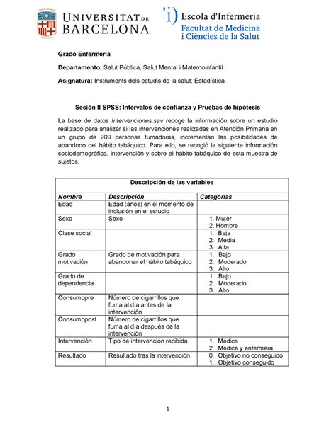 Enunciado Seminario Spss Con Soluciones Grado Enfermer A