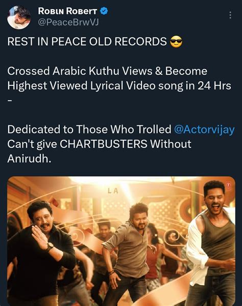 Whistle Podu beats Arabic Kuthu records : r/kollywood