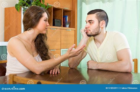 Couple Having Serious Talking Stock Image Image Of Easy Together