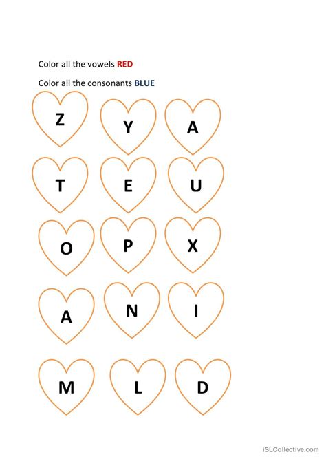 Valentine color vowels an Deutsch DAF Arbeitsblätter pdf doc