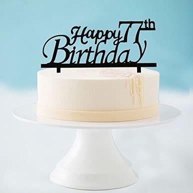 Happy 77th Birthday Cake Topper, Black Acrylic Cake Topper, 77th ...