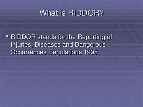 A Part 12 What Is Riddor By J Mc Cann