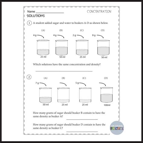 Chemistry Concentration Solution Worksheets Made By Teachers