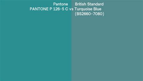 Pantone P 126 5 C Vs British Standard Turquoise Blue BS2660 7080 Side