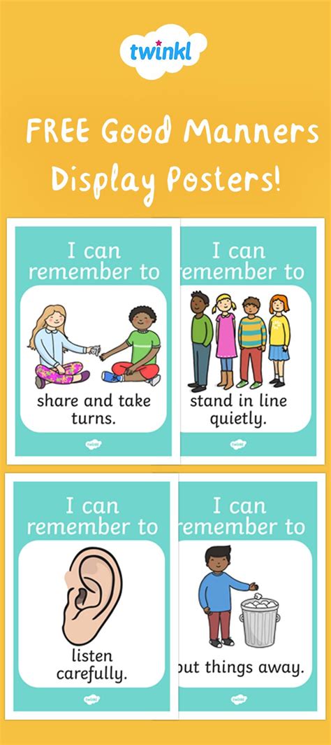 Free Good Manners Display Posters Education Poster Social Emotional Learning Free Teaching