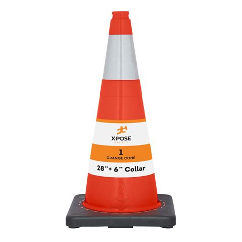 28 Inch Orange Traffic Cones With 6 Collar 1 Pack Multipurpose Pvc Plastic Safety Cone For