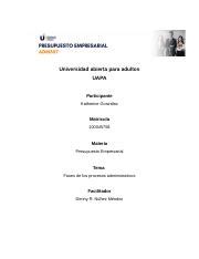 Presupuesto Empresarial Tarea 1 Docx Universidad Abierta Para Adultos