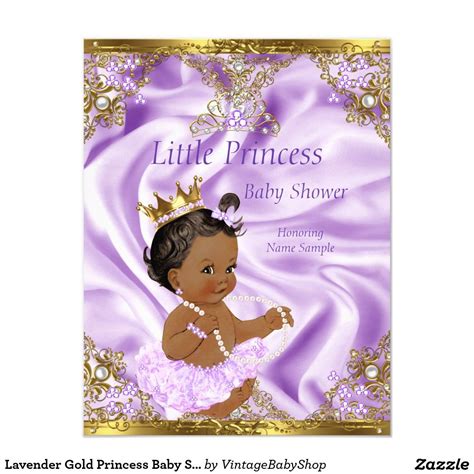 Lavender Gold Princess Baby Shower Ethnic Girl Card Th Birthday Party