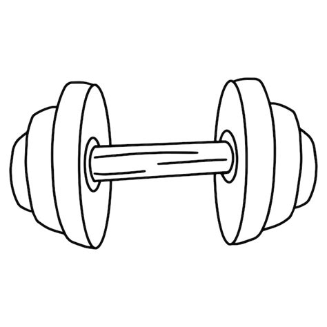 Premium Vector | Black and white outline illustration of a dumbbell on ...