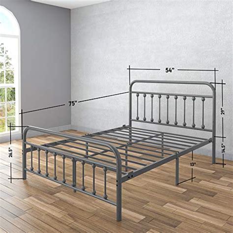 Ambee Vintage Full Metal Bed Frame With Headboard And Footboard