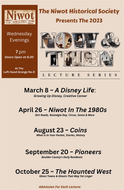 Lecture Series Niwot Historical Society