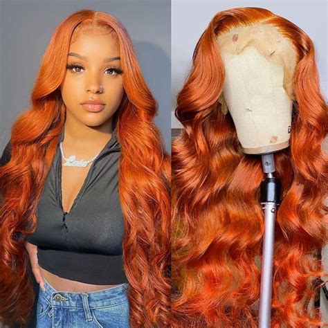 Orange Ginger Lace Front Wigs Human Hair Body Wave 13x4