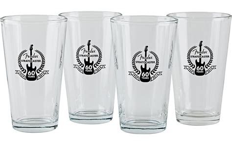 Fender 60th Anniversary Pub Glasses Set Of 4 Reverb