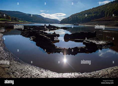 The ruins of Derwent village exposed due to low water levels in Derwent ...