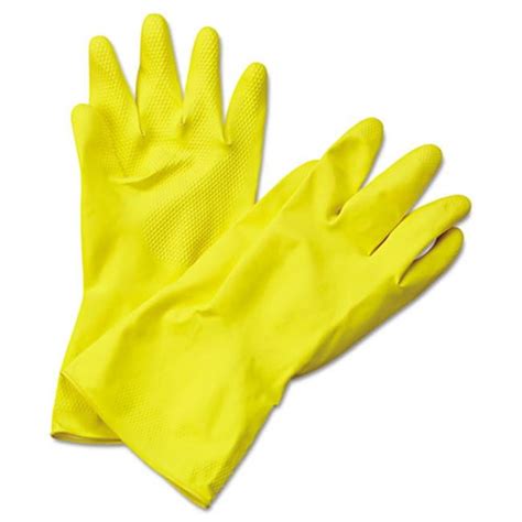 Boardwalk 242xl Flock Lined Latex Cleaning Gloves Extra Large Yellow