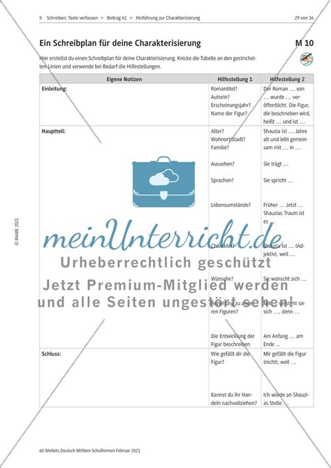 Eine Charakterisierung schreiben eine Einführung meinUnterricht