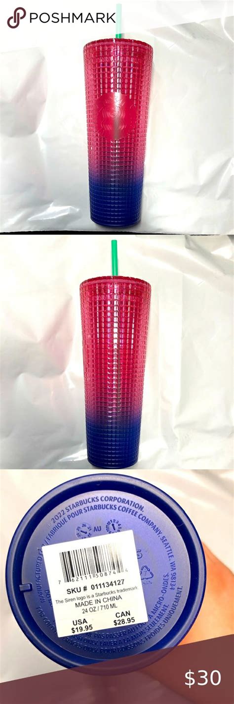 Starbucks Summer 2022 Watermelon Pink Indigo Blue Ombre Venti Grid