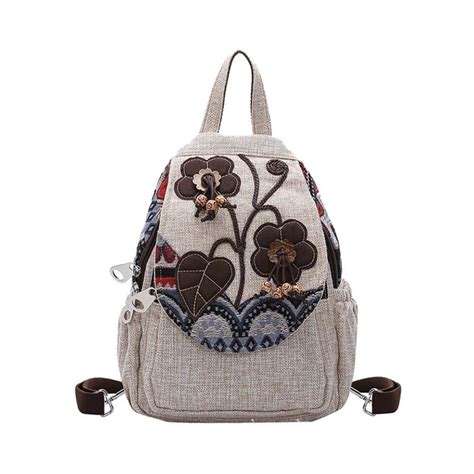 Vintage Cotton Fabric Backpacks For Women Lightweight Leisure Etsy