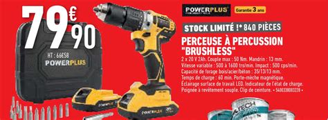 Promo Perceuse à Percussion brushless Powerplus chez Brico Cash