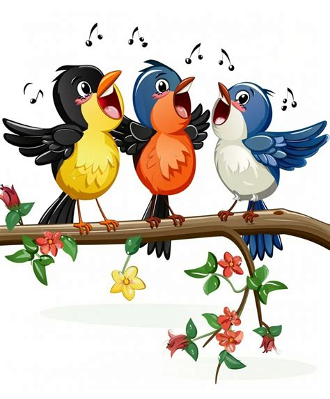 Happy Singing Cartoon Birds Art Free Stock Photo - Public Domain Pictures