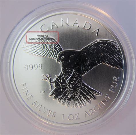 2014 Silver Canadian Peregrine Falcon Birds Of Prey 1 Oz Bu